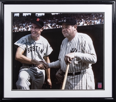 Ted Williams Signed Photo With Babe Ruth In 30x25 Framed Display (JSA)